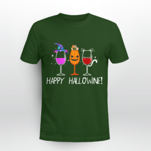 Happy Hallowine Halloween Shirt Unisex T-shirt Forest Green S