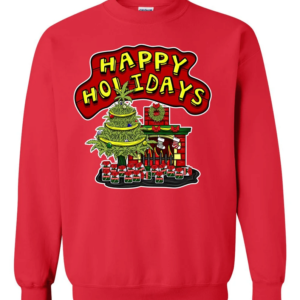Happy Holidays Herbal Tree Fireplace Christmas Sweatshirt Sweatshirt Red S