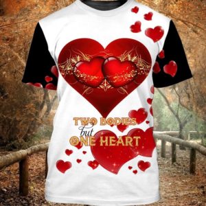 Happy Valentine Day Two Bodies But One Heart All Over Print 3D Shirt 3D T-Shirt Red S