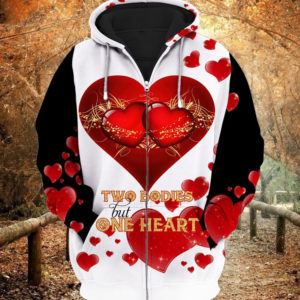 Happy Valentine Day Two Bodies But One Heart All Over Print 3D Shirt 3D Zip Hoodie Red S