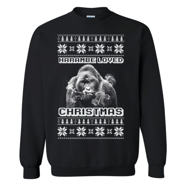 Harambe Loved Christmas Ugly Christmas Sweater Sweatshirt Black S