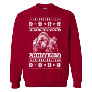 Harambe Loved Christmas Ugly Christmas Sweater Sweatshirt Red S