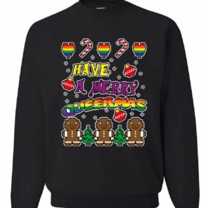 Have a Merry Queermas Funny Gingerbread LGBT Christmas Sweatshirt Sweatshirt Black S