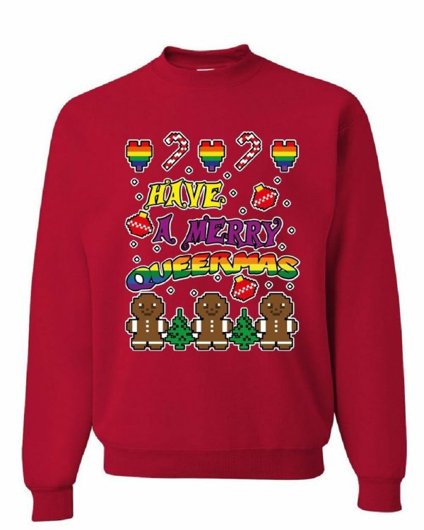 Have a Merry Queermas Funny Gingerbread LGBT Christmas Sweatshirt Sweatshirt Red S