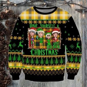 Have Yourself A Christmas Very Golden Christmas Sweater AOP Sweater Black S