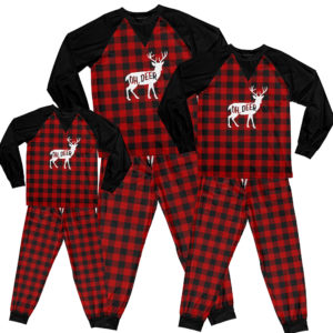 Ho Deer Christmas Pattern Family Pajamas Set Kid Pajamas Shirt Red 2Y