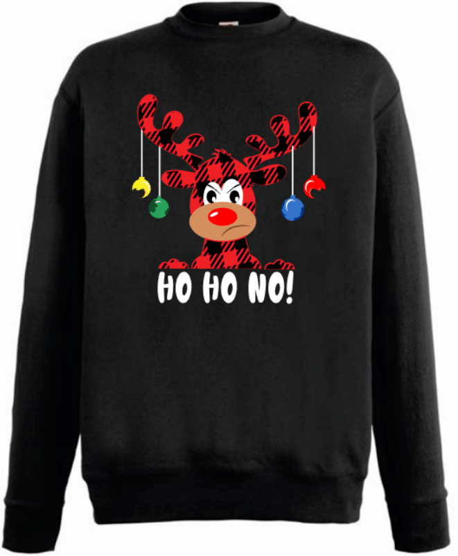 Ho Ho No Baby Reindeer Hate Christmas Sweatshirt Style: Sweatshirt, Color: Black