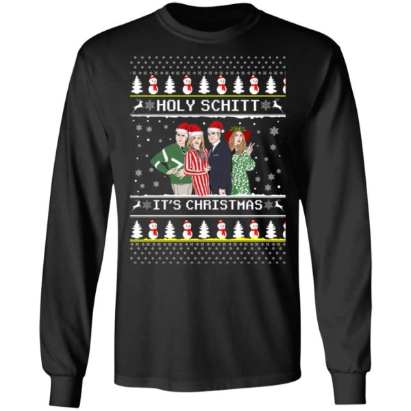Holy Schitt It’s Christmas Shirt Long Sleeve Black S