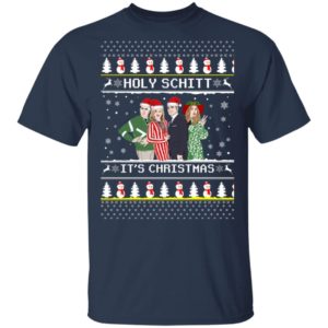 Holy Schitt It’s Christmas Shirt Unisex T-Shirt Navy S