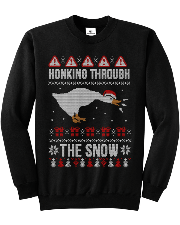 Honking Through The Snow Christmas Sweatshirt Sweatshirt Black S