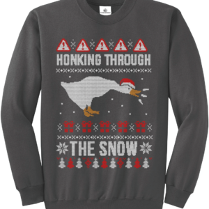 Honking Through The Snow Christmas Sweatshirt Sweatshirt Dark Heather S