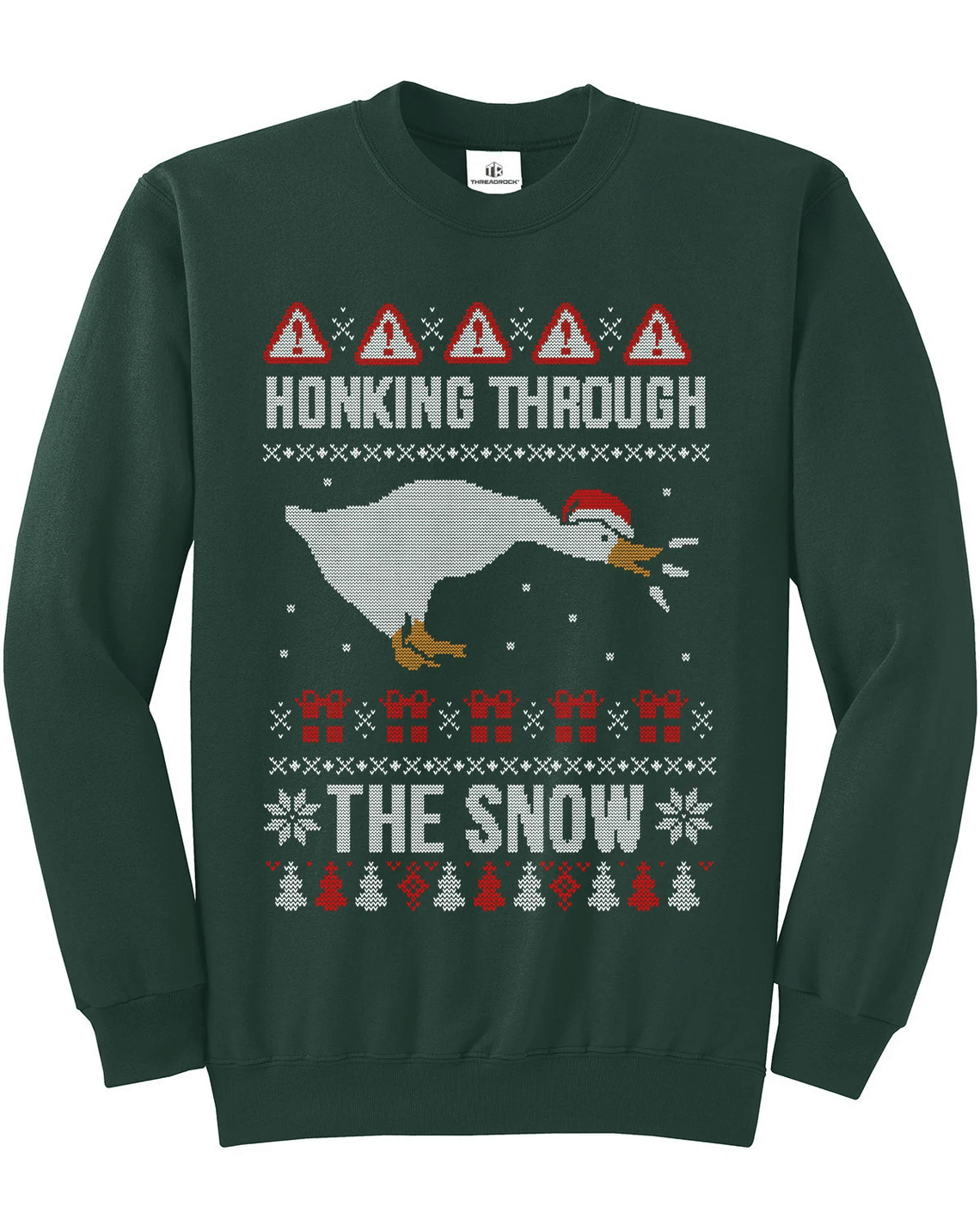 Honking Through The Snow Christmas Sweatshirt Style: Sweatshirt, Color: Forest Green