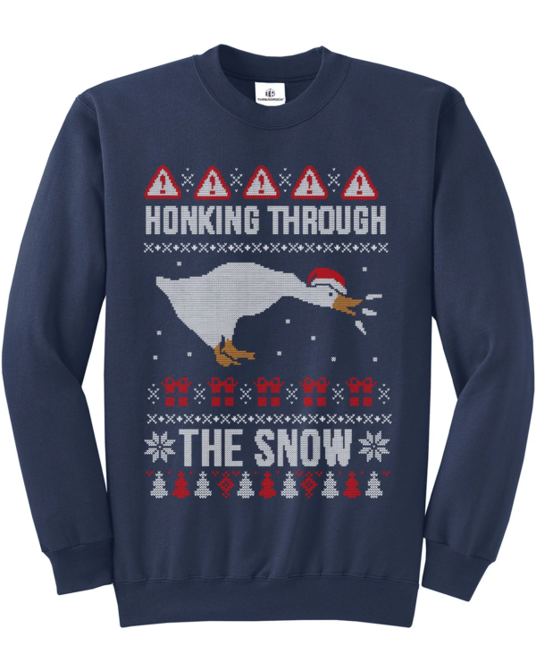 Honking Through The Snow Christmas Sweatshirt Sweatshirt Navy S