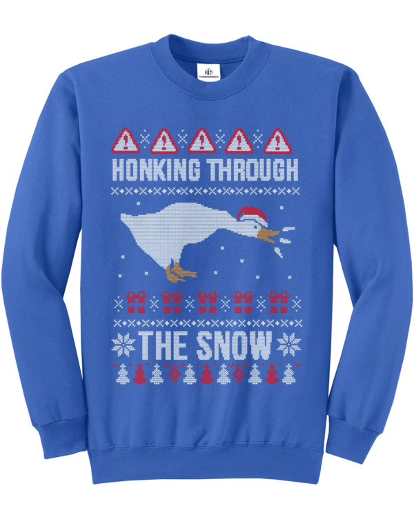 Honking Through The Snow Christmas Sweatshirt Sweatshirt Royal S