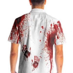 Horror Creepy Halloween Blood Splatter Button Up Hawaiian Shirt product photo 3