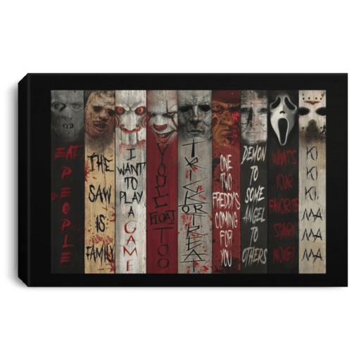 Horror movie character quotes wall art canvas Style: Landscape Canvas, Color: Black
