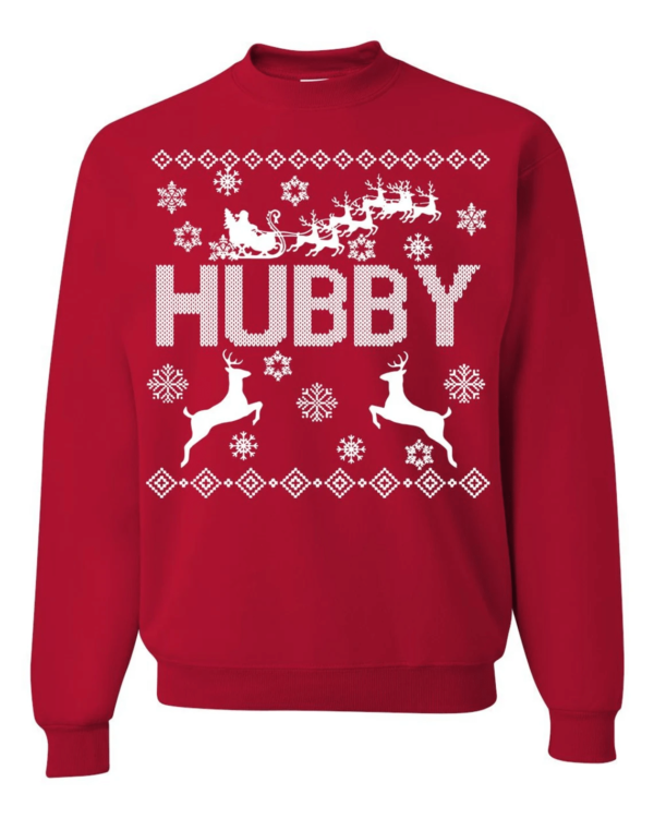 Hubby Wifey Couple Matching Christmas Sweatshirt Hubby Red S