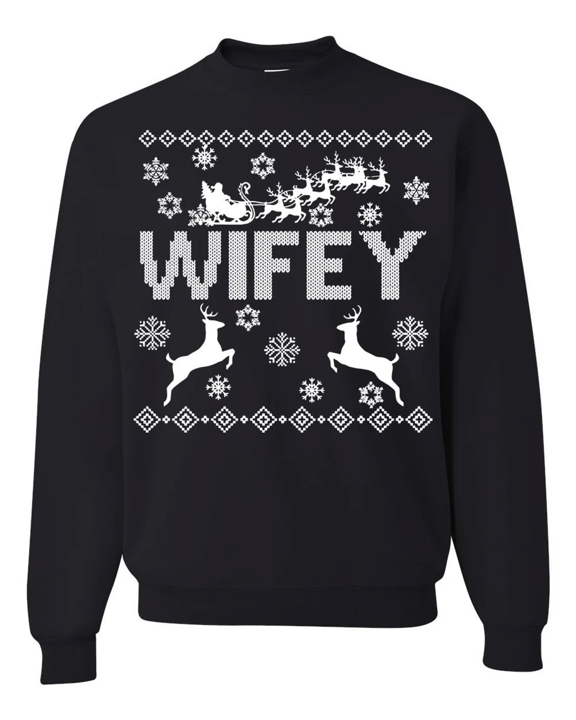 Hubby Wifey Couple Matching Christmas Sweatshirt Style: Wifey, Color: Black
