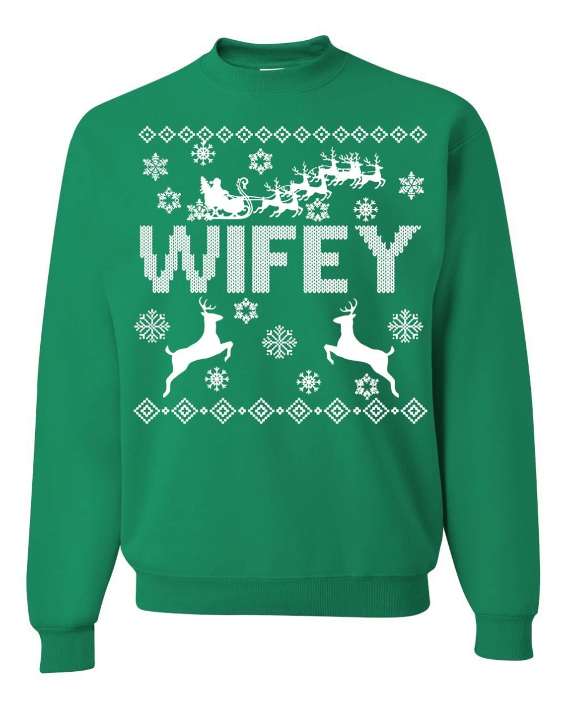 Hubby Wifey Couple Matching Christmas Sweatshirt Style: Wifey, Color: Green