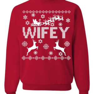 Hubby Wifey Couple Matching Christmas Sweatshirt Wifey Red S