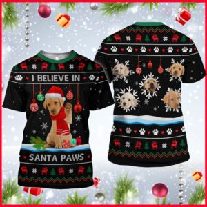 I Believe In Santa Paws Ugly Labrador Christmas All Over Print 3D Shirt 3D T-Shirt Black S