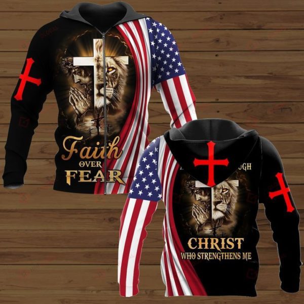 I Can Do All Things Thought Christ | Faith Over Fear 3D All Over Print Shirt 3D Zip Hoodie Black S