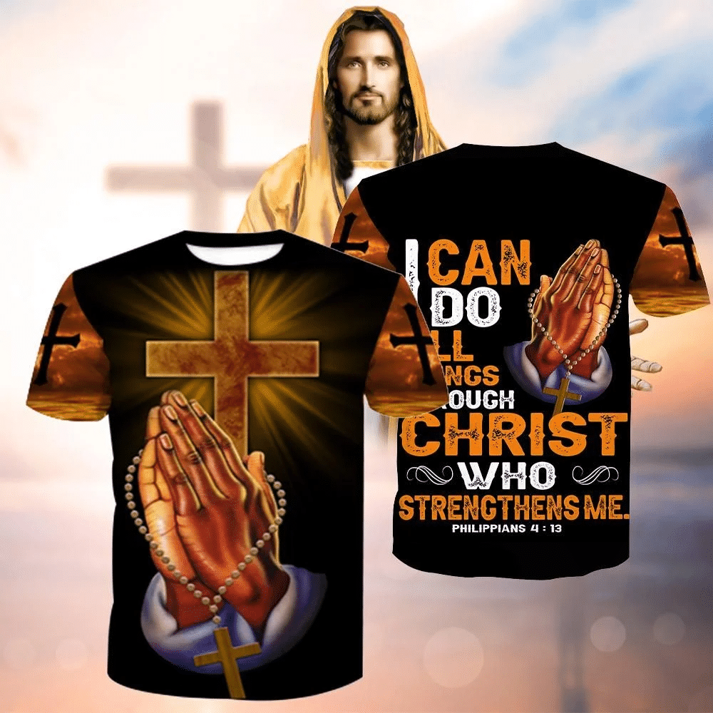 I Can Do All Things Through Christ 3D Style: 3D T-Shirt, Color: Black