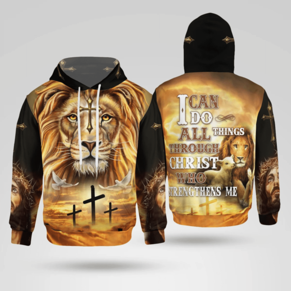 I Can Do All Things Through Christ Jesus Lion Faith In Jesus 3d Hoodie 3D Hoodie Yellow S