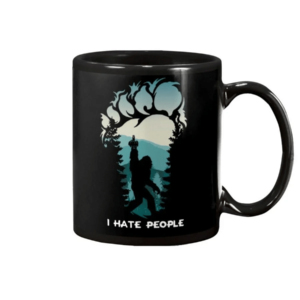 I Hate People Bigfoot middle finger - Footprint Mug Ceramic Mug 11oz Black