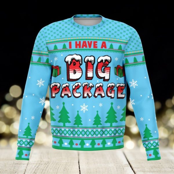 I Have A Big Package Funny Christmas Gift Christmas Sweater AOP Sweater Light Blue S