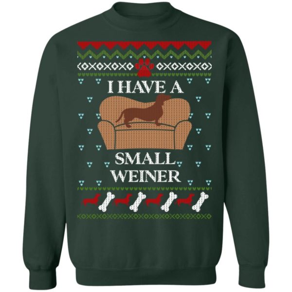 I Have A Small Weiner Dachshund On Chair Christmas Shirt Sweatshirt Forest Green S