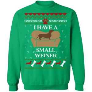 I Have A Small Weiner Dachshund On Chair Christmas Shirt Sweatshirt Irish Green S