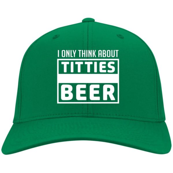 I Only think About Titties Beer Cap CP80 Twill Cap Kelly Green One Size