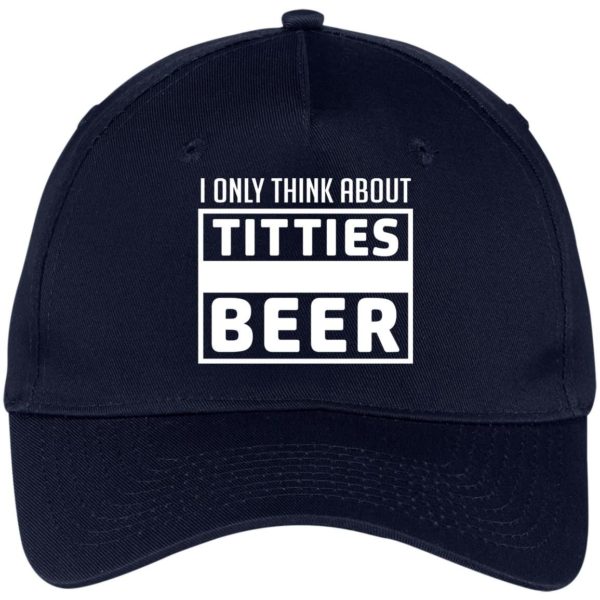 I Only think About Titties Beer Cap CP86 Five Panel Twill Cap Navy One Size