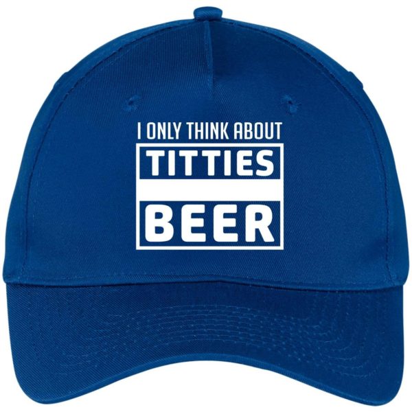 I Only think About Titties Beer Cap CP86 Five Panel Twill Cap Royal One Size