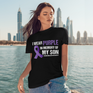 I Wear Purple In Memory Of My Son Overdose Awareness Shirt product photo 3