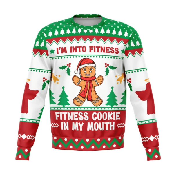 I'm Into Fitness Fitness Cookie In My Mouth Gingerbread 3D Christmas Sweater AOP Sweater Red S