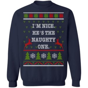 I’m Nice He's / She’s The Naughty One Couples Christmas Sweatshirt He's Navy S