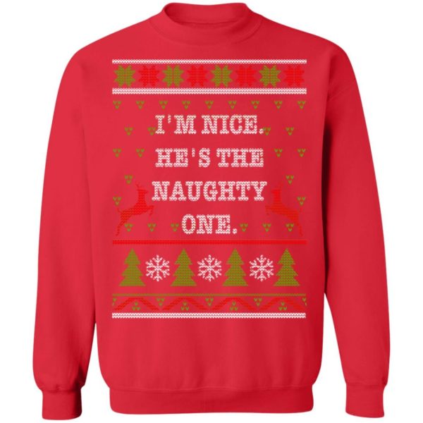I’m Nice He's / She’s The Naughty One Couples Christmas Sweatshirt He's Red S