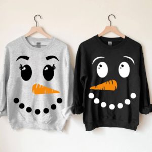 I’m Nice He's / She’s The Naughty One Couples Christmas Sweatshirt Snowman Black S