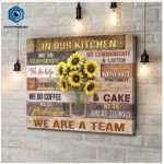 In Our Kitchen We Are The Team Canvas Wall Art Landscape Canvas Brown 12x8