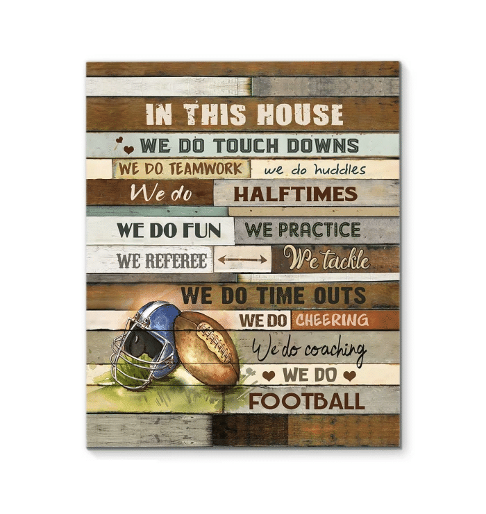 In This House We Do Football - Canvas Prints Style: Landscape Canvas, Color: White