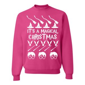 It's A Magical Christmas Wizard Christmas Sweatshirt Sweatshirt Pink S