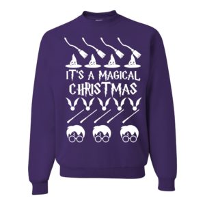 It's A Magical Christmas Wizard Christmas Sweatshirt Sweatshirt Purple S