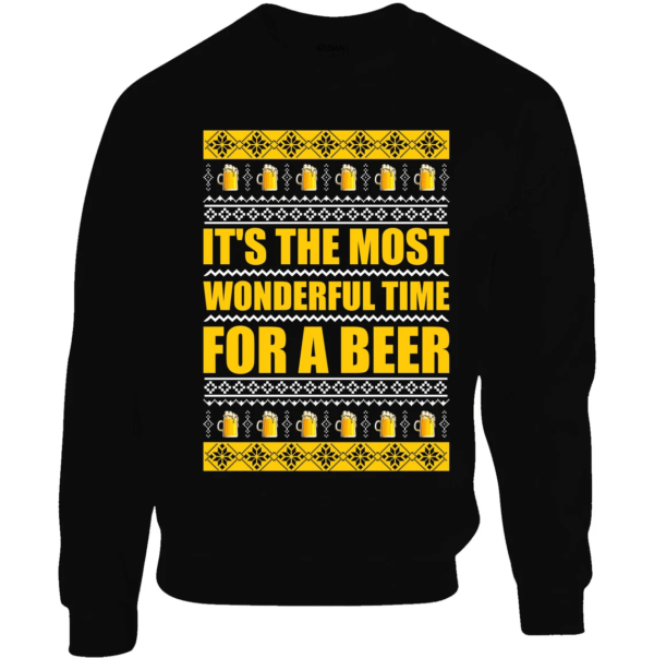 It's The Most Wonderful Time For A Beer Christmas Sweatshirt Sweatshirt Black S