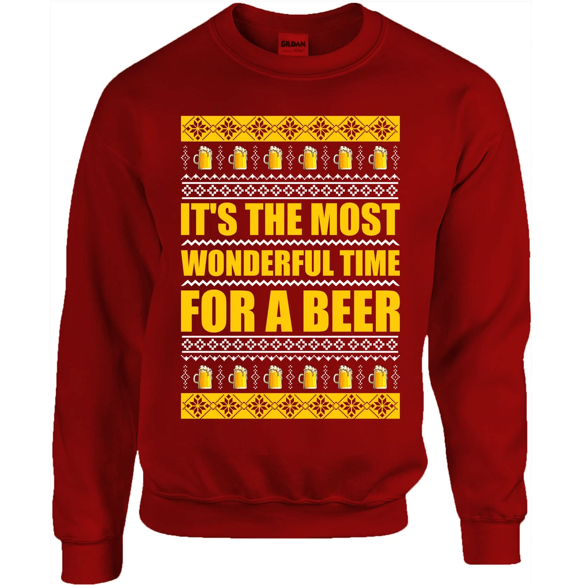 It's The Most Wonderful Time For A Beer Christmas Sweatshirt Style: Sweatshirt, Color: Red