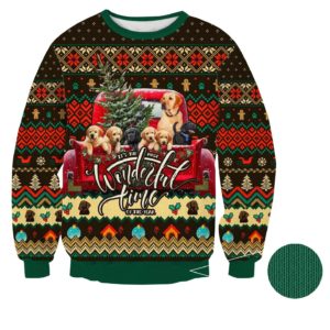 It’s The Wonderful Time Of The Year Funny Golden Retriever Christmas Sweater AOP Sweater Red S