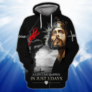 Jesus A Lot Can Happen In Trust 3 Days Christmas Shirt 3D Hoodie Black S