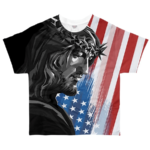 Jesus And America Flag 3D 3D T-Shirt Black S