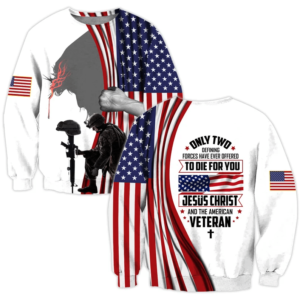 Jesus Christ And The American Veteran American Flag All Over Print 3D Shirt 3D Sweatshirt White S
